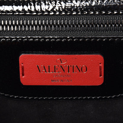Valentino Garavani Patent Pebbled Calfskin Medium Rockstud Demilune Shoulder Bag Black 6 of 7