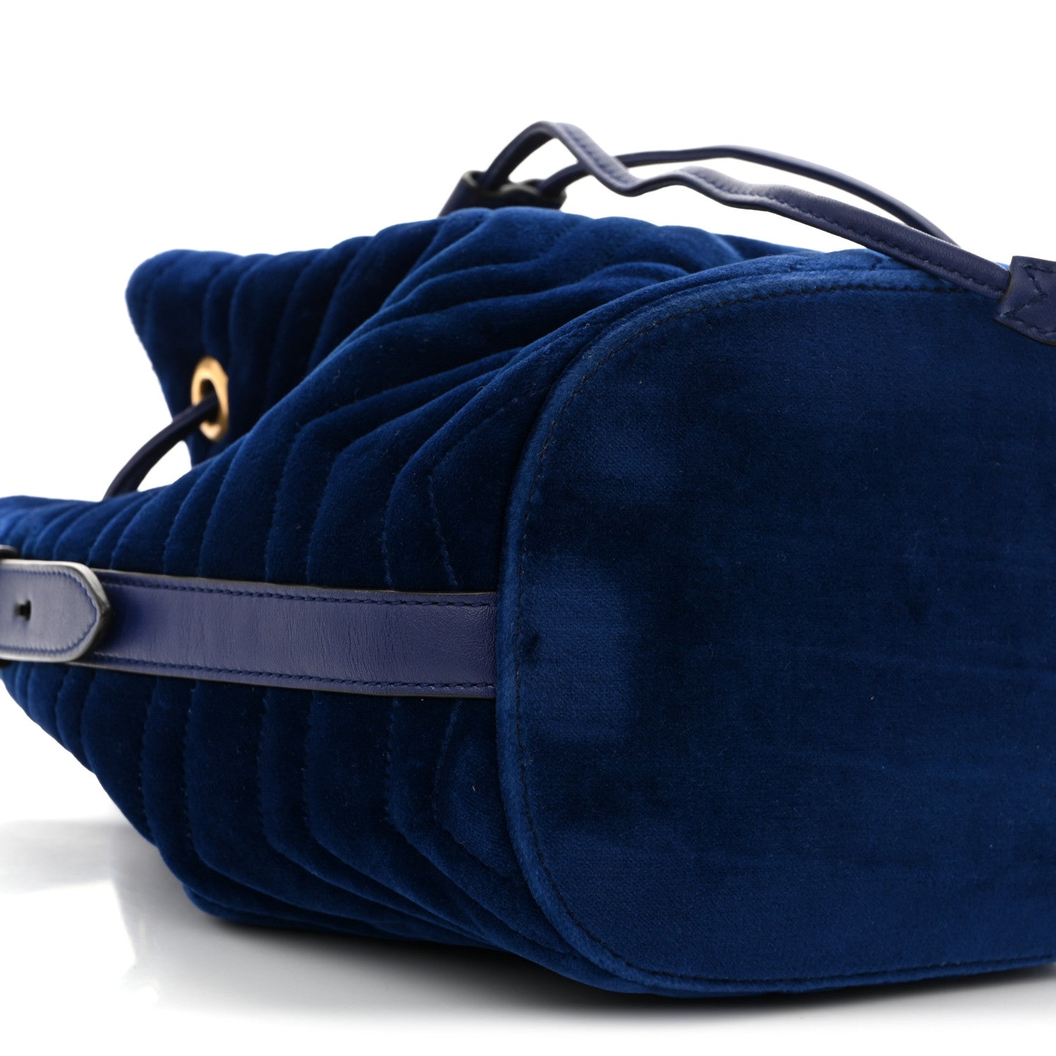 Gucci Velvet Matelasse GG Marmont Bucket Bag Cobalt Blue 9 of 10