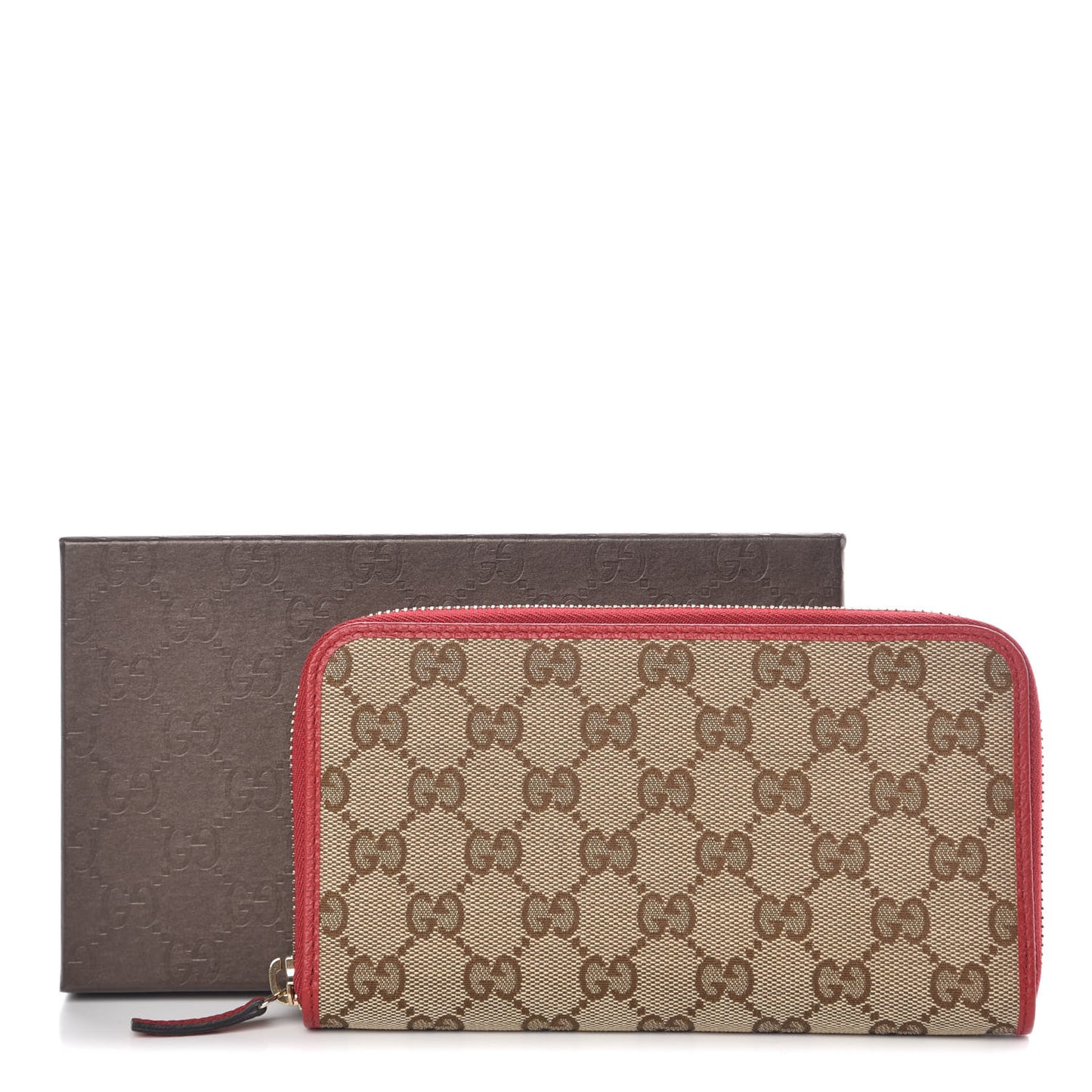 Monogram Dollar Calfskin Zip Around Wallet Beige Ebony Rosso