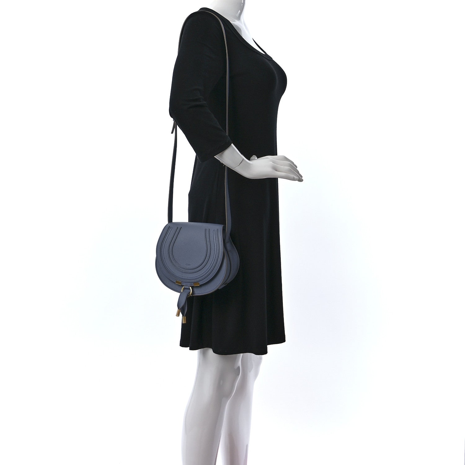 Chloe Grained Calfskin Small Marcie Saddle Bag Shady Cobalt 2 of 9