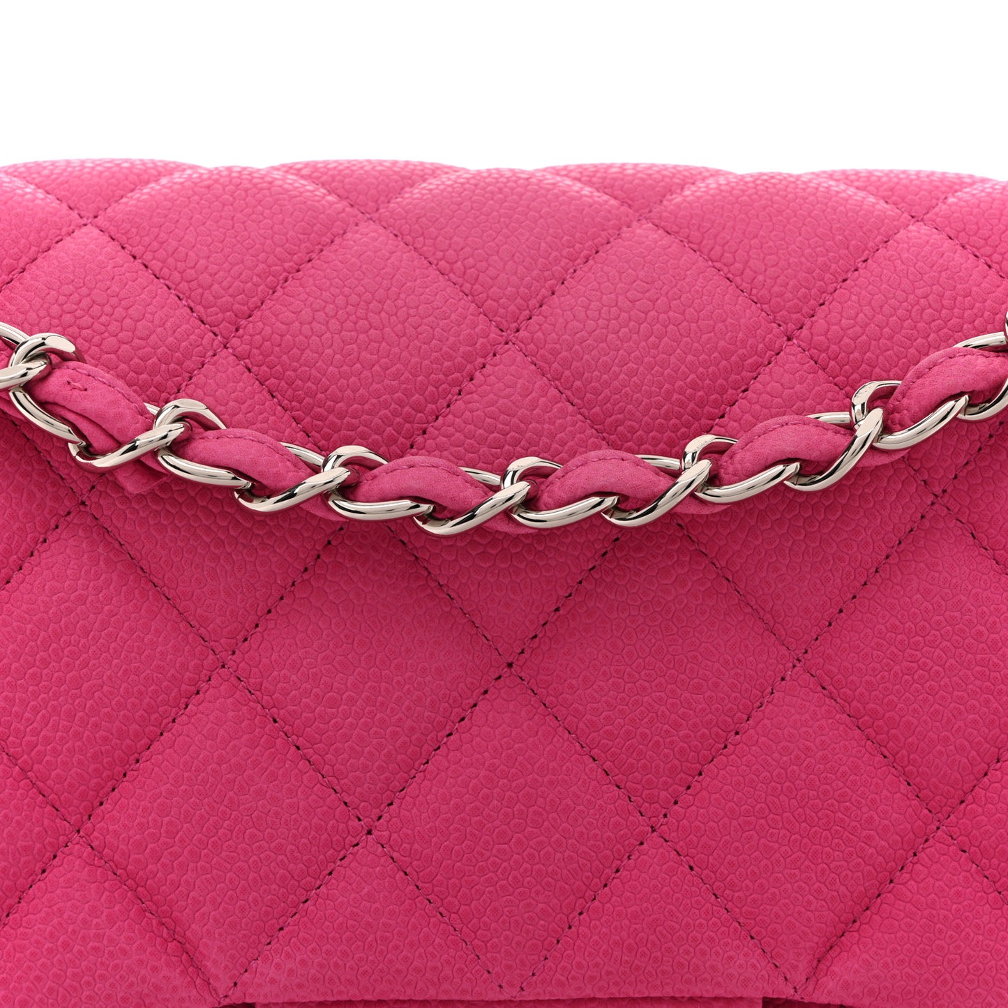 Iridescent Caviar Quilted Jumbo Double Flap Pink