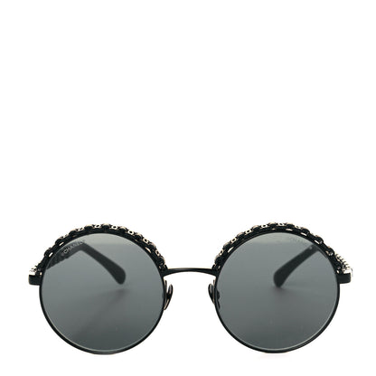 Chanel Metal Calfskin Round Chain Sunglasses 4265-Q Black 2 of 8