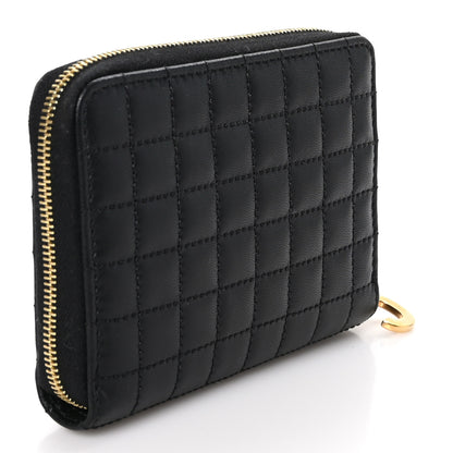 Celine Calfskin Quilted C Charm Wallet Black 3 of 9