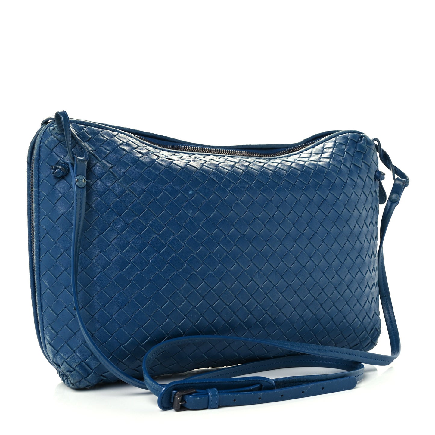 Nappa Intrecciato Nodini Crossbody Messenger Blue