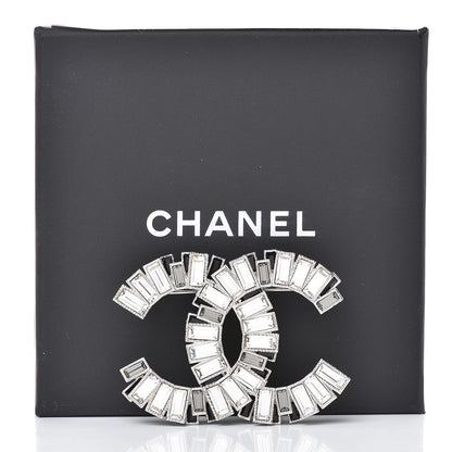 Chanel Crystal Baguette CC Brooch Silver Black 5 of 5