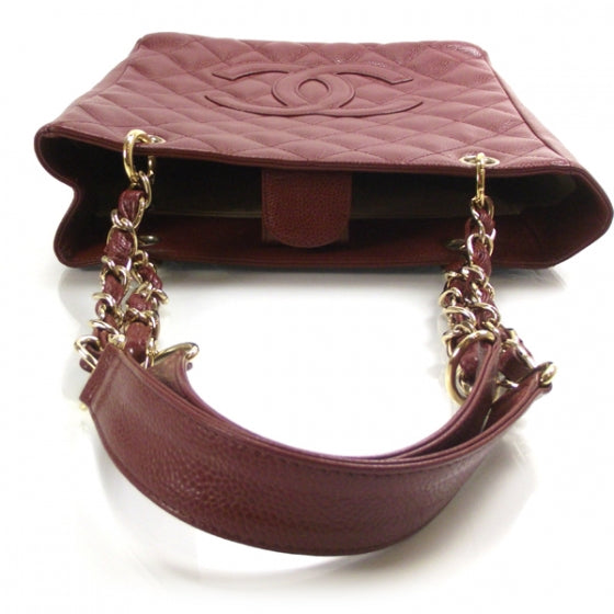 Caviar Petit Shopping Tote PST Dark Red