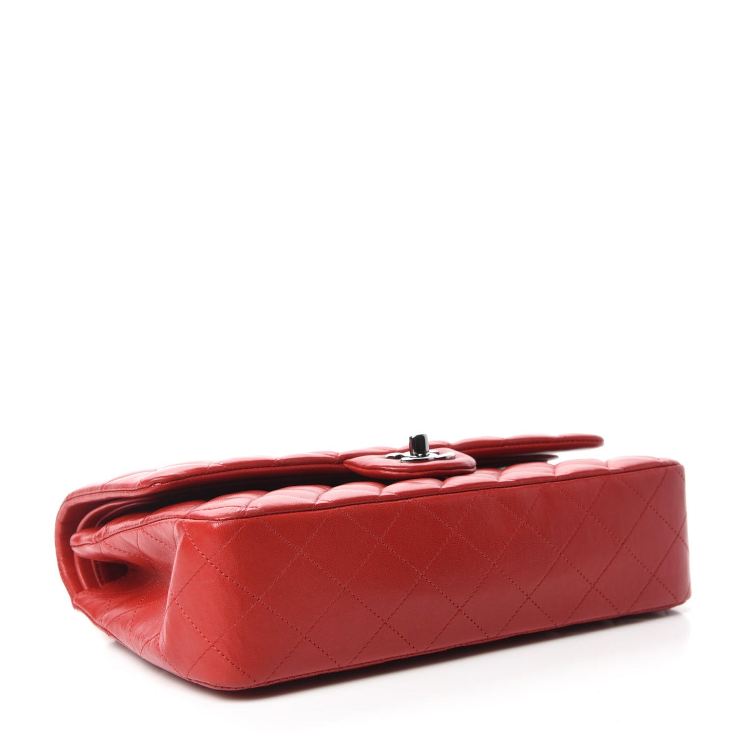 Lambskin Quilted Medium Double Flap Red