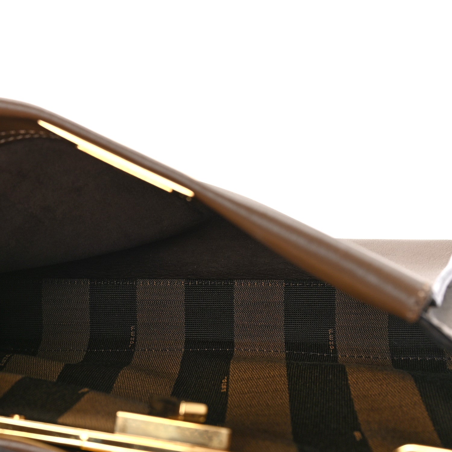 Fendi Vitello Seta Fabric Jacquard Pequin Medium Peekaboo Iconic Satchel Foresta Tobacco 5 of 8