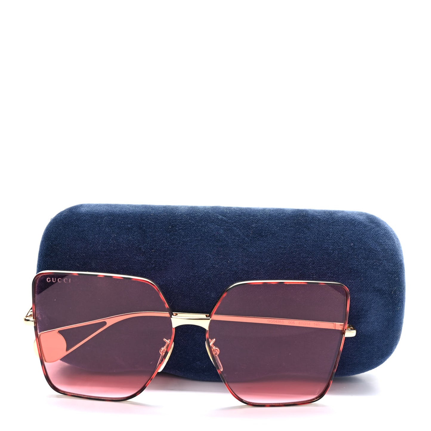 Metal Square Frame Sunglasses GG0436S Gold Pink