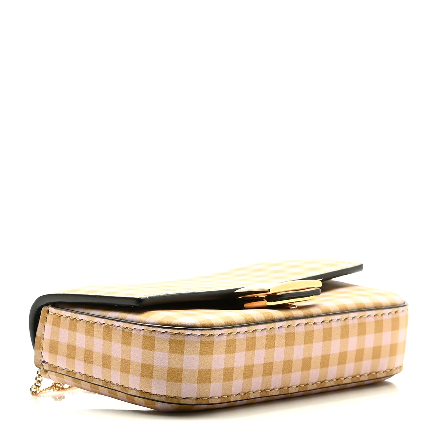 Vitello Century Gingham Nano Baguette Charm Rosewood Mustard