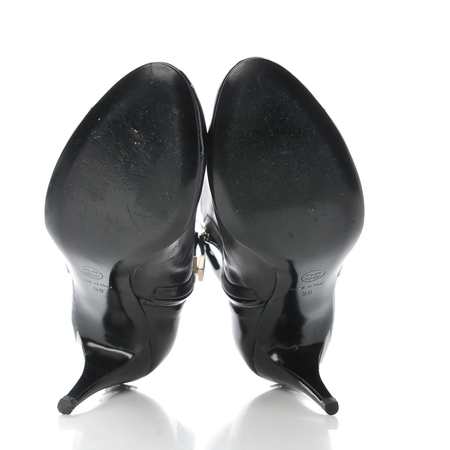 Chanel Patent Lambskin Cap Toe CC Boots 39 Black 7 of 10