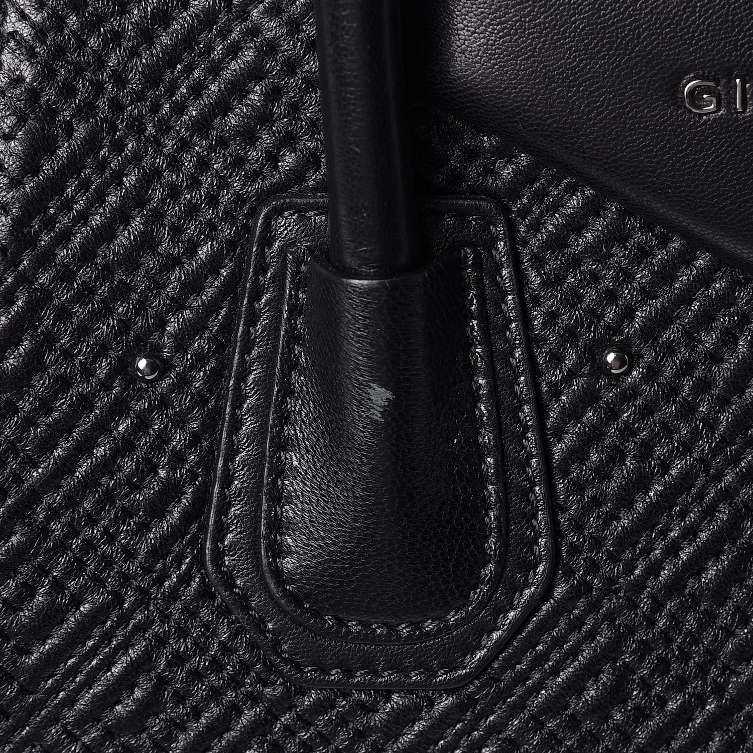 Givenchy Lambskin Logo Embossed Small Studded Antigona Black 12 of 18