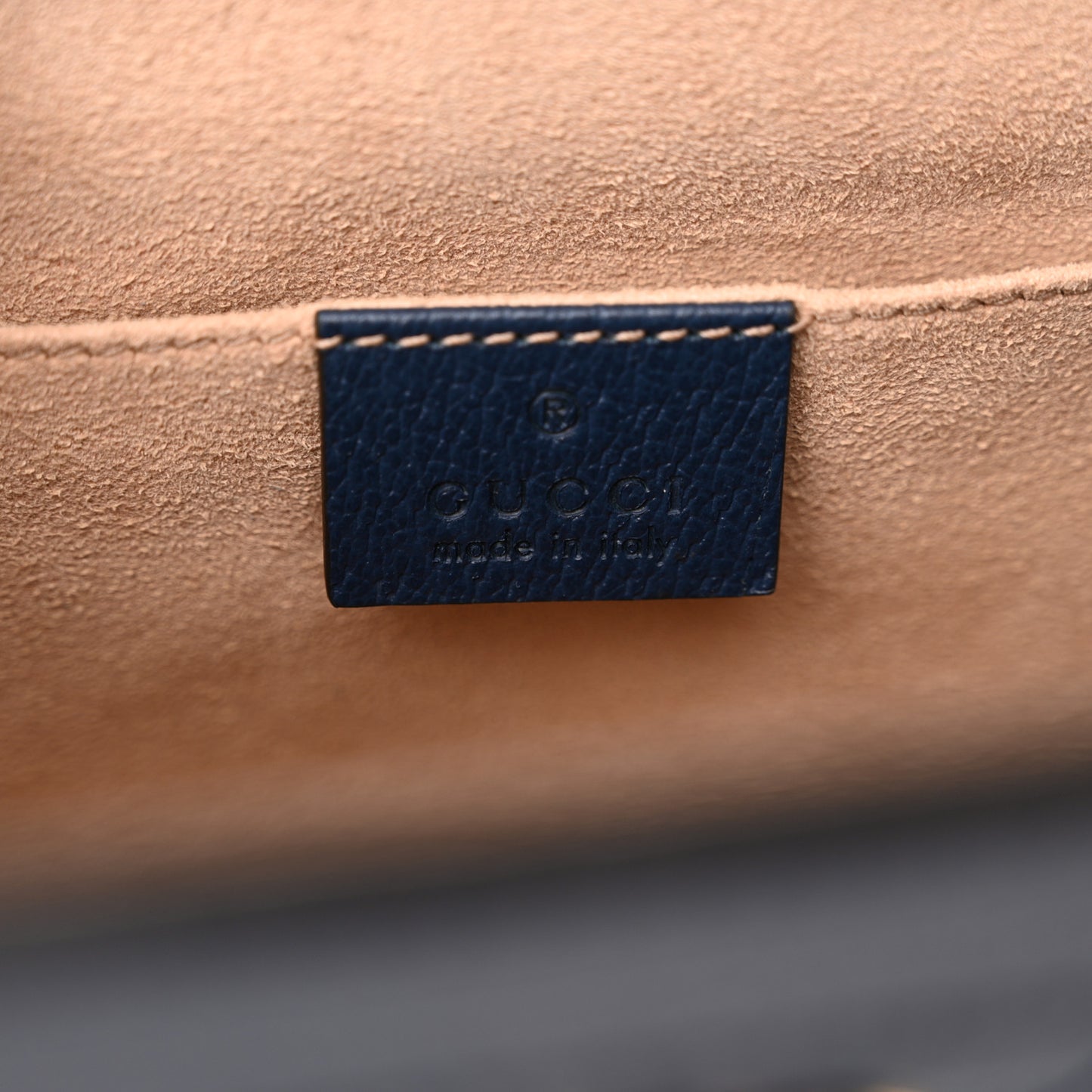 Textured Calfskin Web Small Ophidia Chain Shoulder Bag Blue Agata