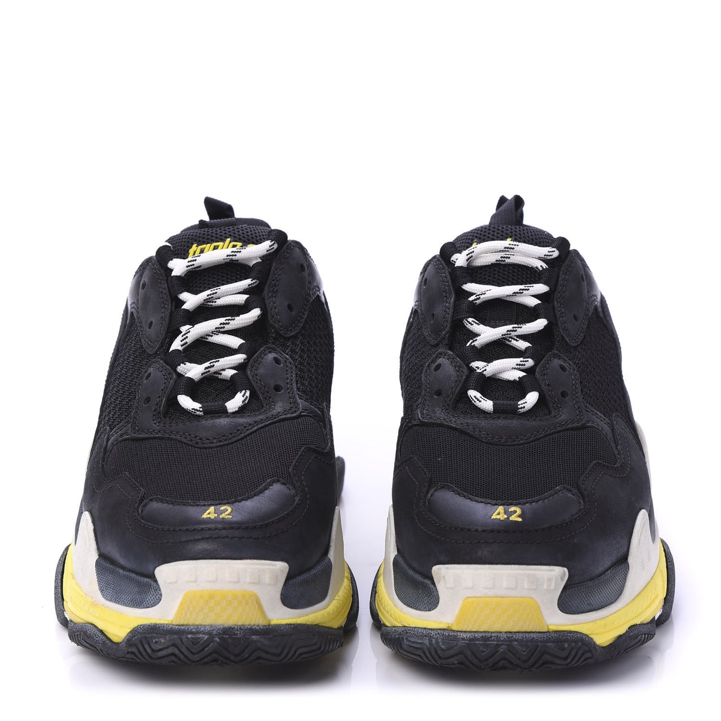 Fabric Mesh Womens Triple S Sneakers 42 Black Yellow