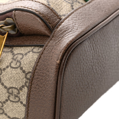 Gucci GG Supreme Monogram Calfskin Web Small Ophidia Day Backpack Beige Ebony New Acero 11 of 11