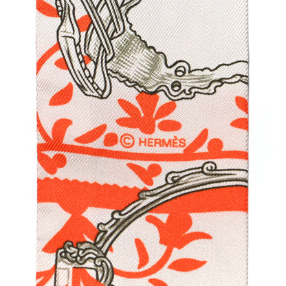 Hermes Silk Etriers Remix Twilly Verveine Orange Kaki 3 of 4