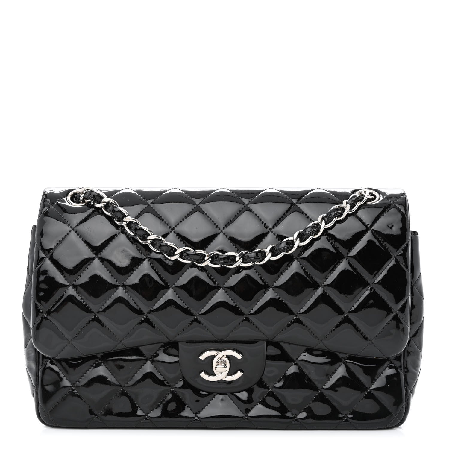 Chanel Patent Quilted Jumbo Double Flap Black 1 of 14