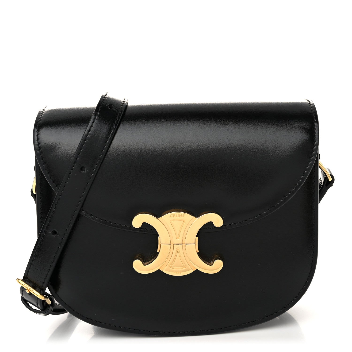 Celine Shiny Calfskin Besace Clea Triomphe Black 1 of 10