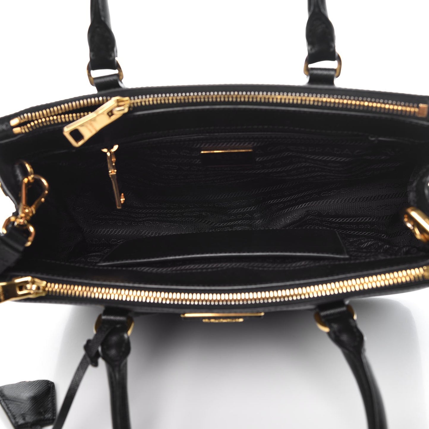 Saffiano Small Galleria Double Zip Tote Black