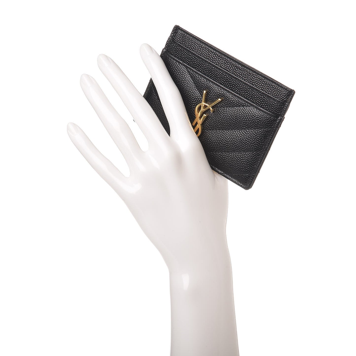Grain De Poudre Matelasse Chevron Monogram Credit Card Case Black