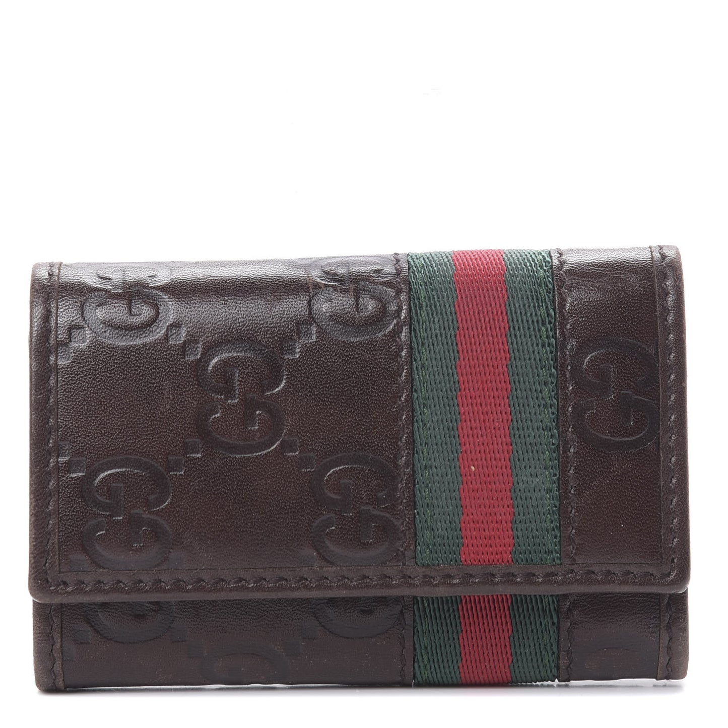 Guccissima Web 6 Key Holder Case Brown