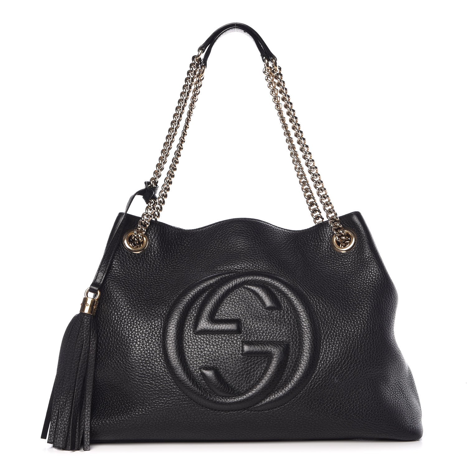 Gucci Pebbled Calfskin Medium Soho Chain Shoulder Bag Black 1 of 12