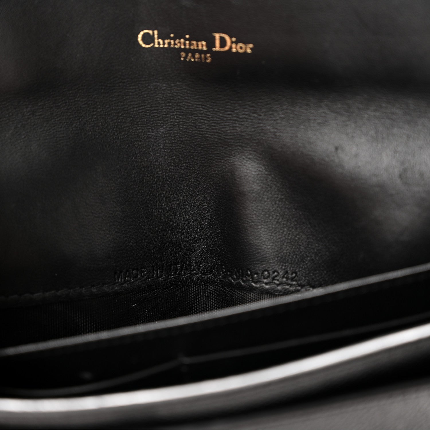 Christian Dior Grained Calfskin Saddle Chain Wallet Pouch Black 7 of 10