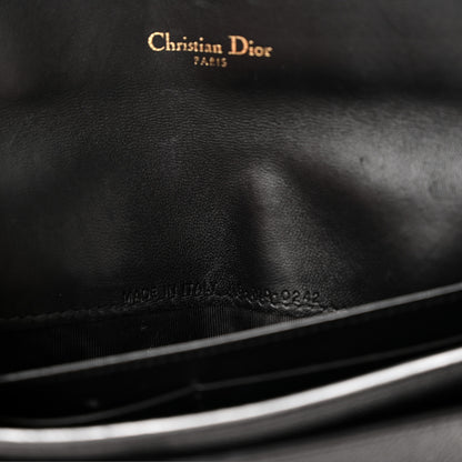 Christian Dior Grained Calfskin Saddle Chain Wallet Pouch Black 7 of 10