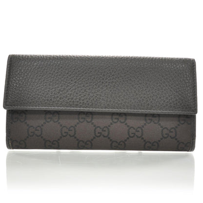 Gucci Monogram Nylon Leather Continental Wallet Brown 1 of 9