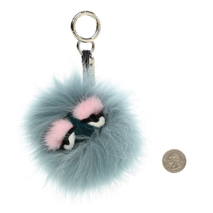 Fendi Fox Mink Rabbit Fur Vitello Flamingo Mini Monster Bag Bug Charm Lagoon Black Multicolor 2 of 5