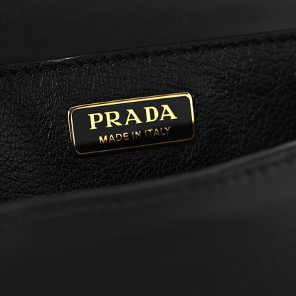Prada City Calfskin Ostrich Cahier Bag Fuoco Black 6 of 11