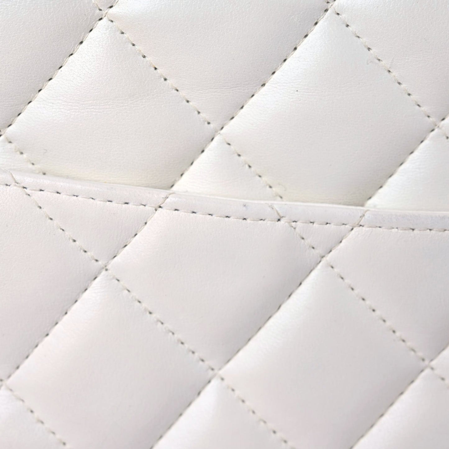 Lambskin Quilted Jumbo Single Flap White