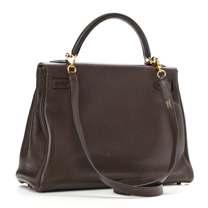 Hermes Taurillon Clemence Kelly Retourne 32 Chocolate 3 of 16