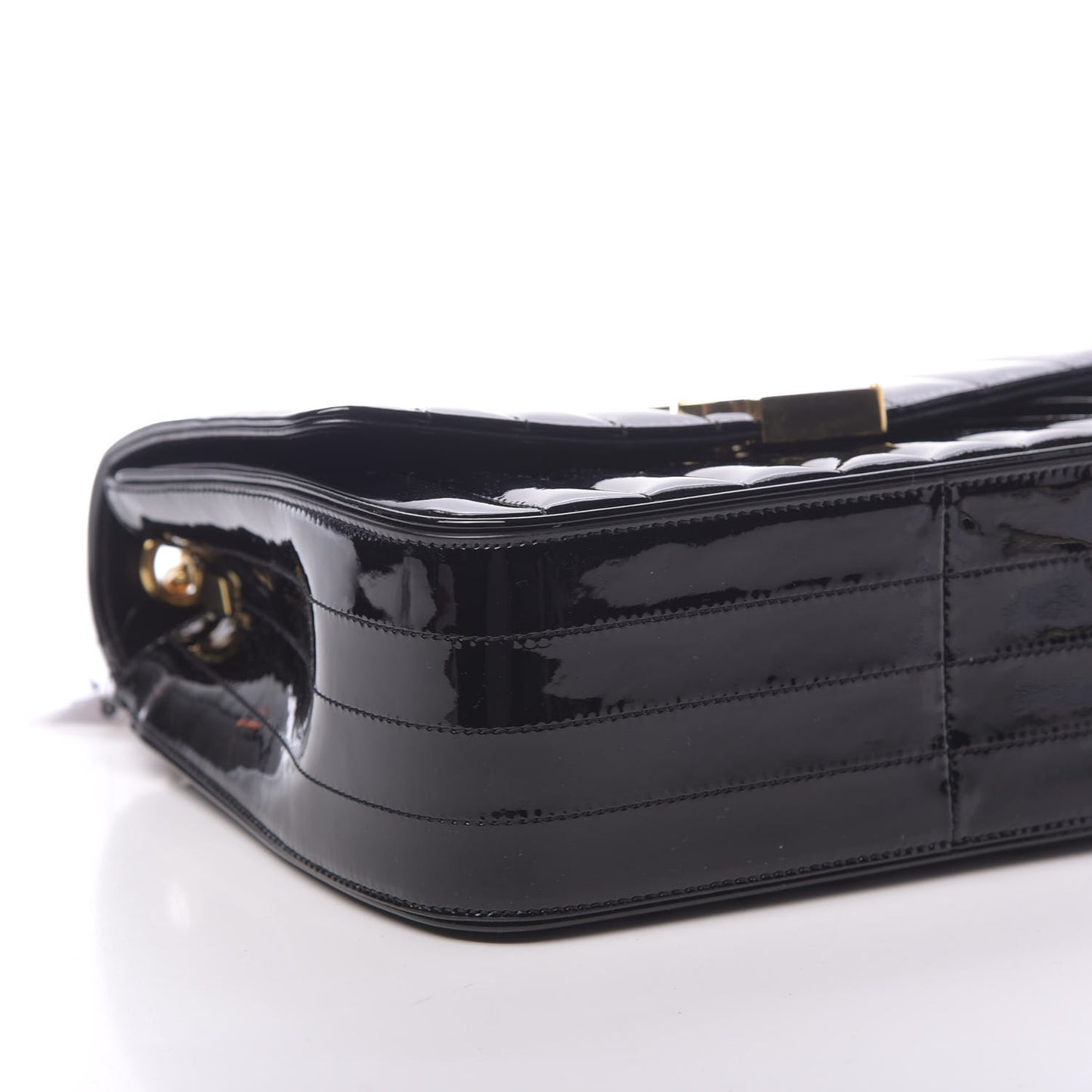 Patent Matelasse Monogram Large Vicky Chain Bag Black
