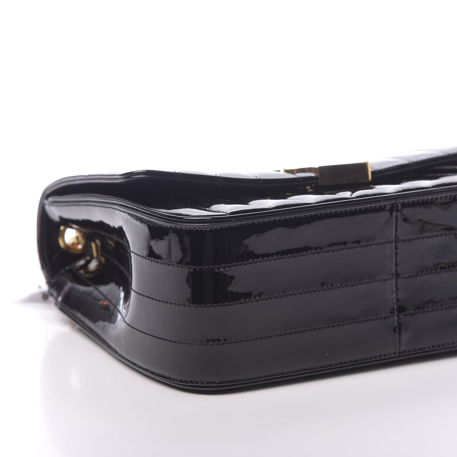 Saint Laurent Patent Matelasse Monogram Large Vicky Chain Bag Black 9 of 10