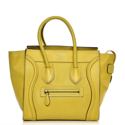 Celine Drummed Calfskin Micro Luggage Citron 1 of 16