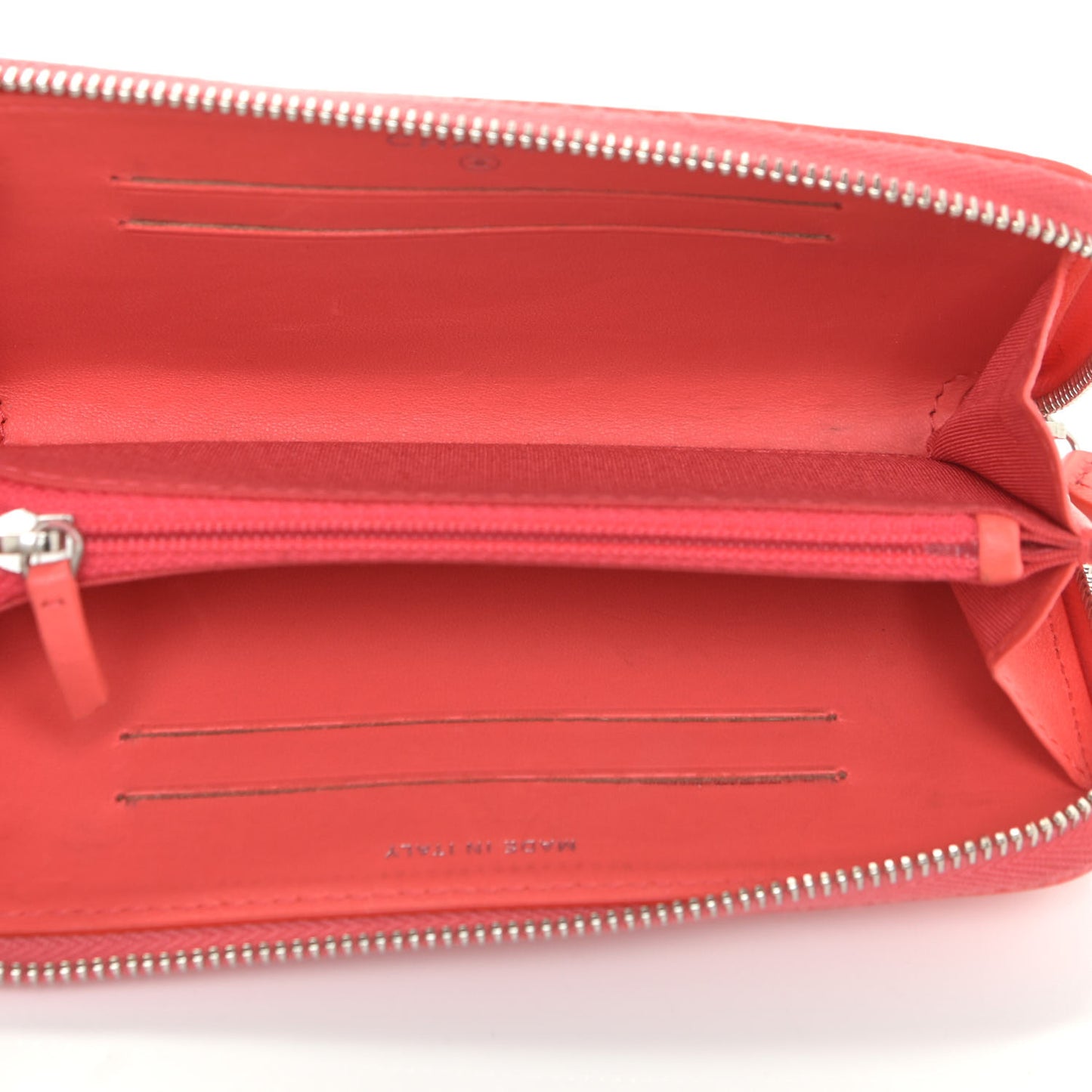 Lambskin Camellia Embossed Small Zip Around Wallet Coral