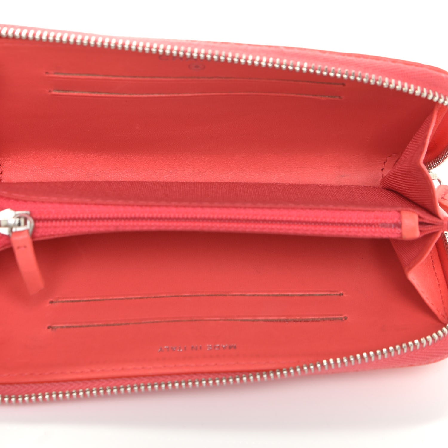 Chanel Lambskin Camellia Embossed Small Zip Around Wallet Coral 5 of 9