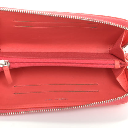 Chanel Lambskin Camellia Embossed Small Zip Around Wallet Coral 5 of 9
