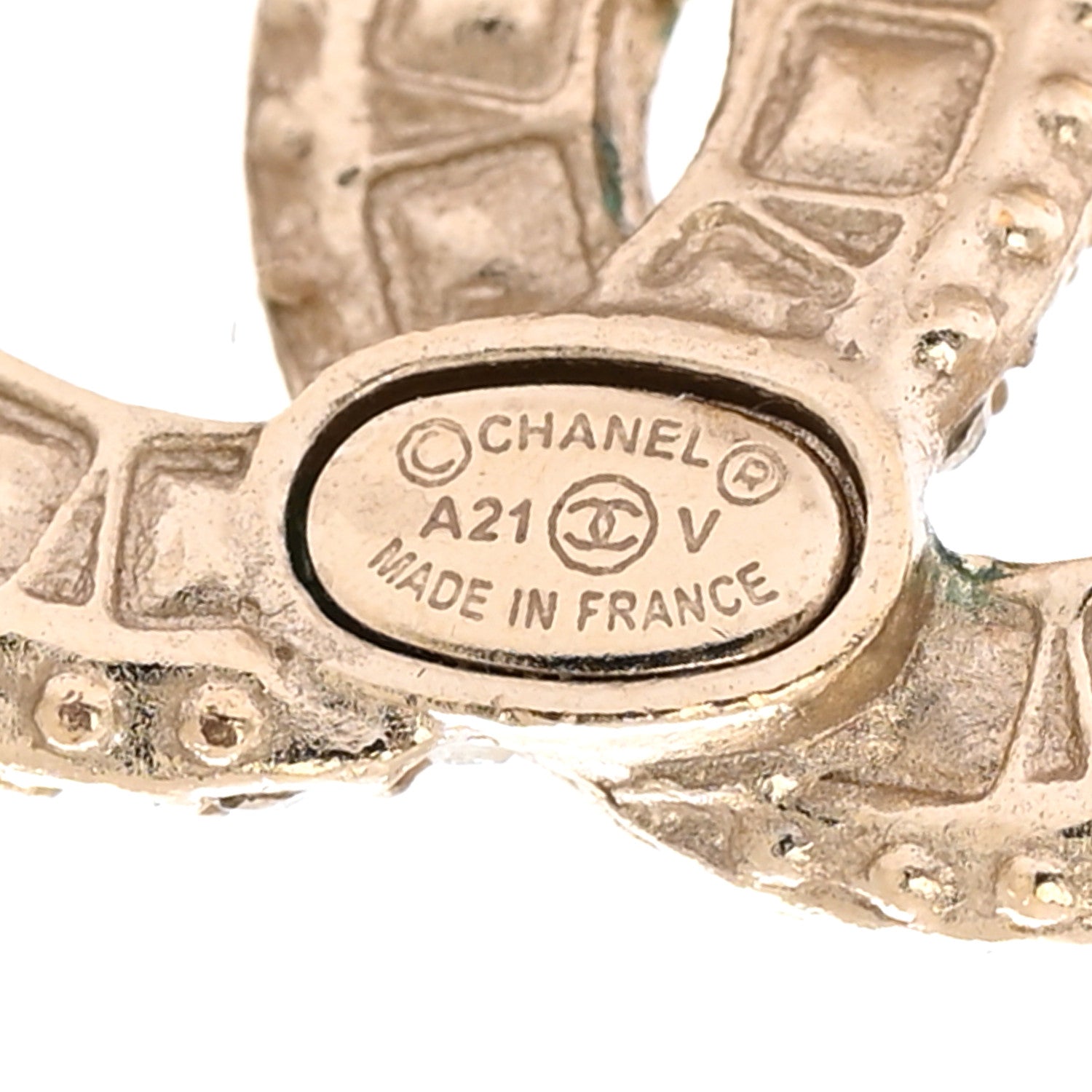 Chanel Crystal Timeless CC Earrings Light Gold 4 of 5