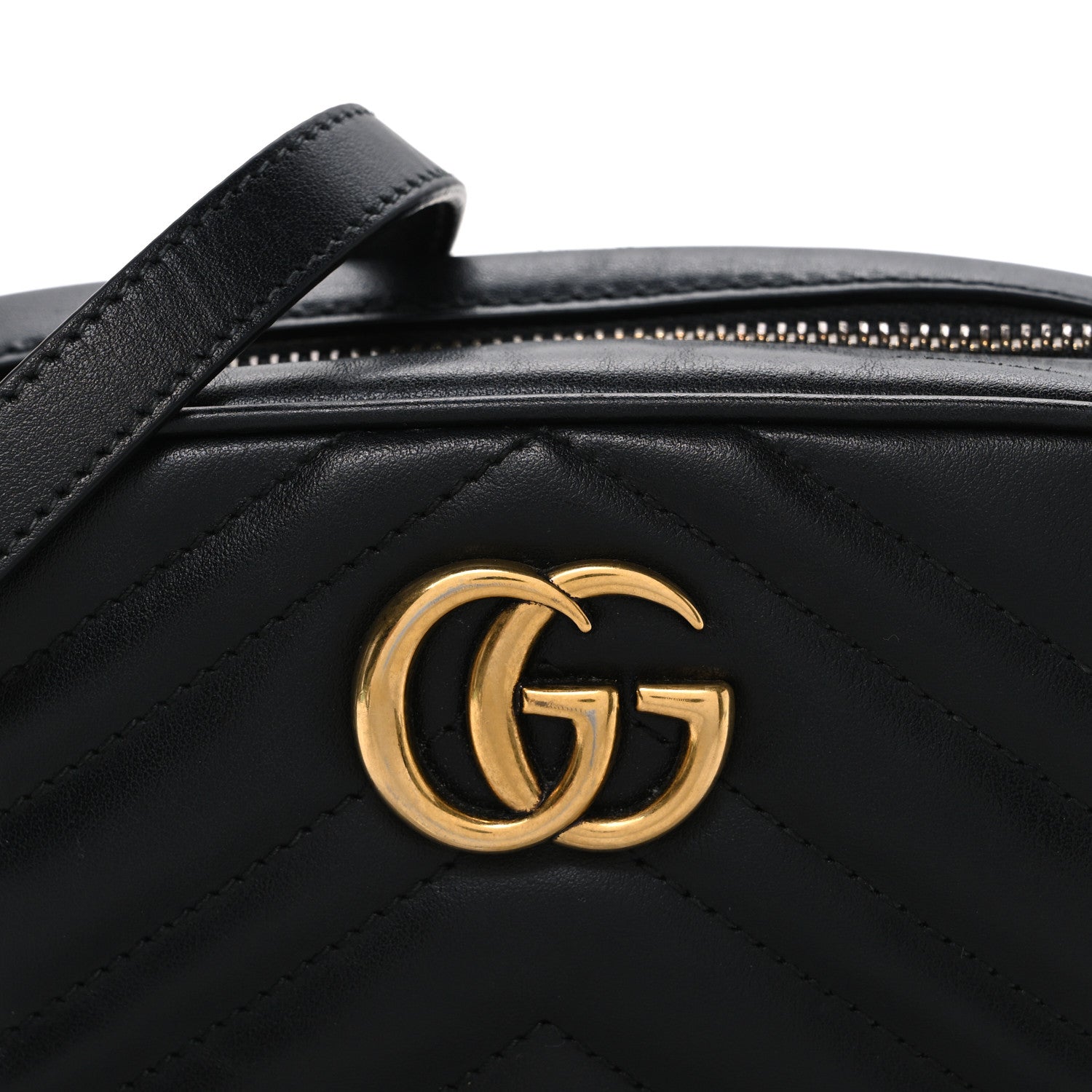 Gucci Calfskin Matelasse Mini GG Marmont Chain Shoulder Bag Black 8 of 10
