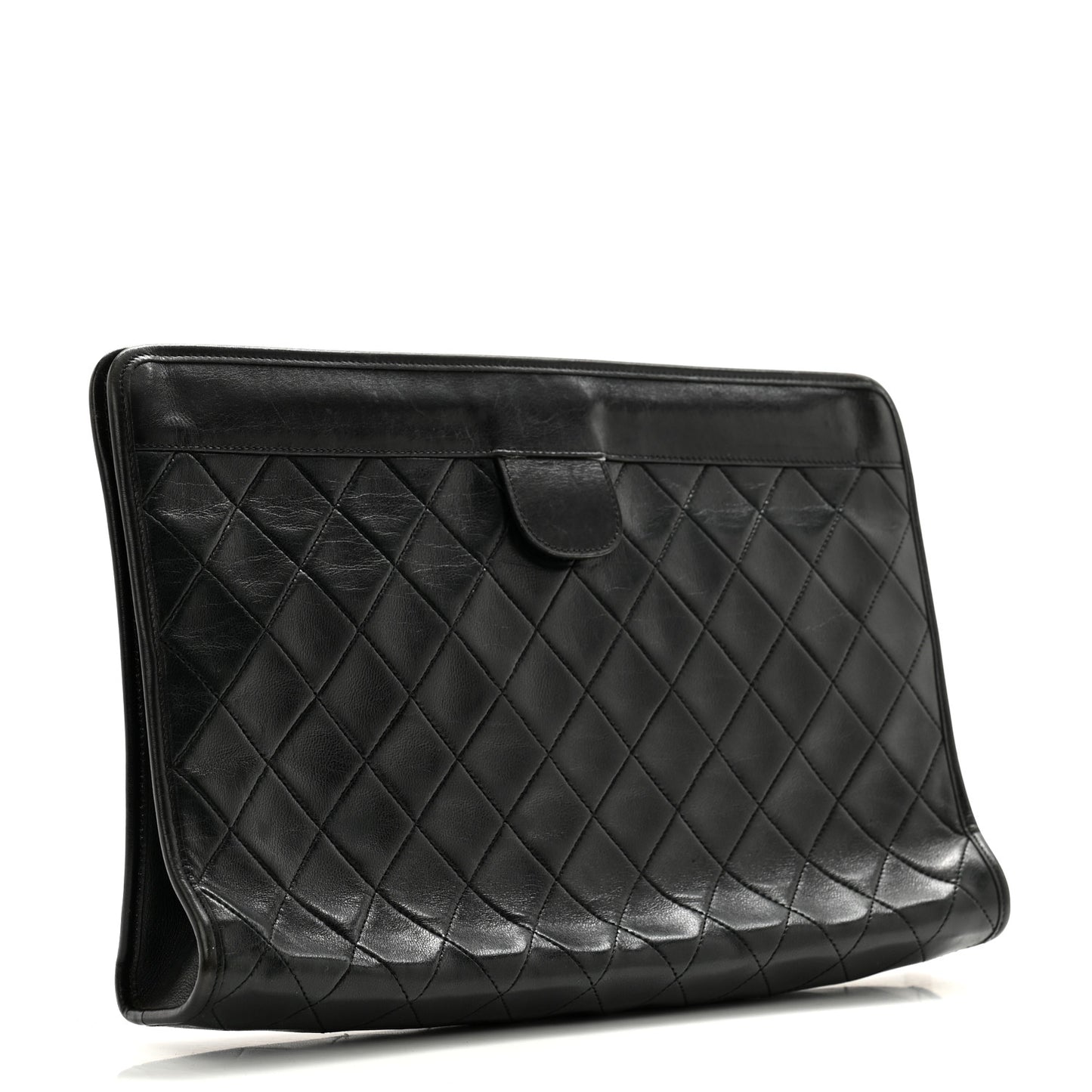 Lambskin Quilted CC Large Clutch Black