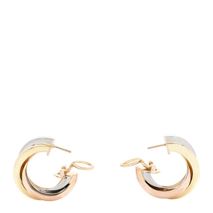 Cartier 18K Pink Yellow White Gold Classic Trinity Hoop Earrings 3 of 4