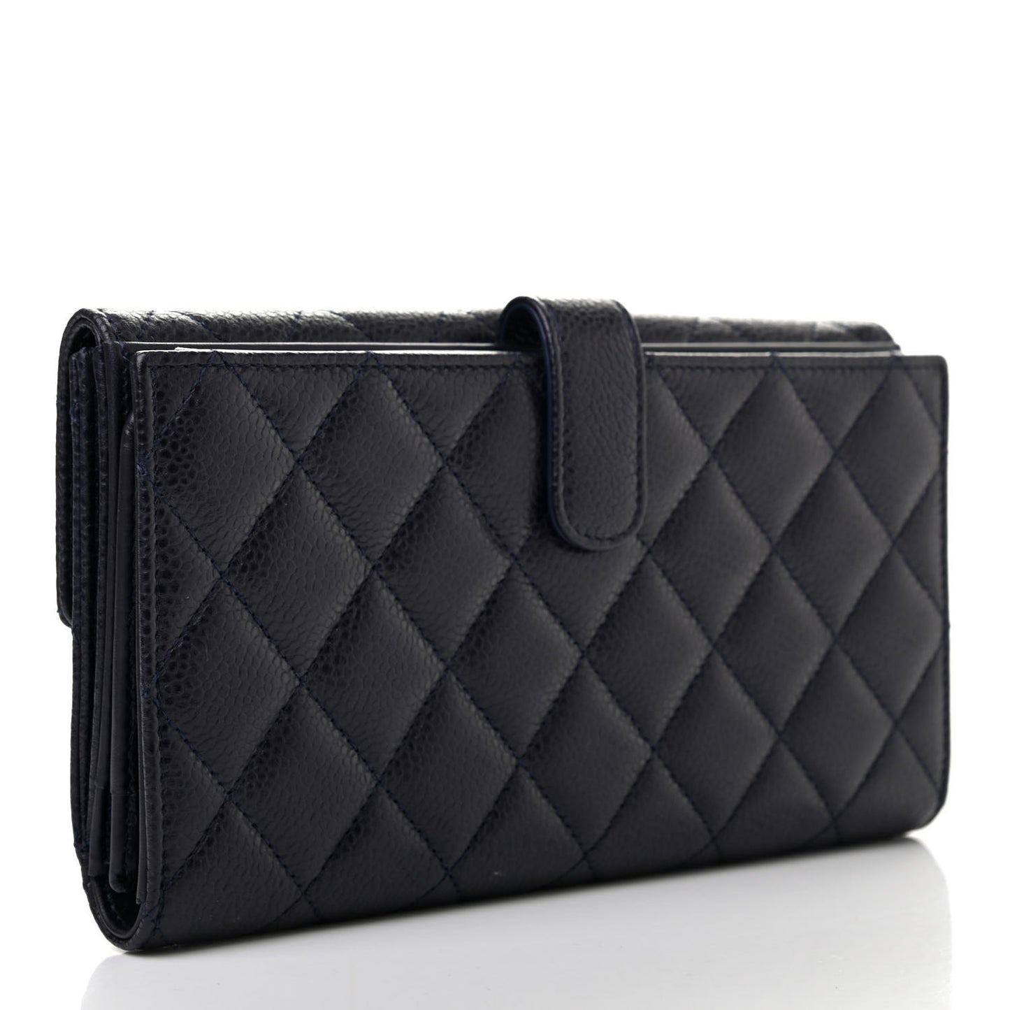 Caviar Quilted Large Flap Wallet Black