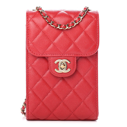 Chanel Caviar Quilted Classic Phone Holder Red 1 of 10