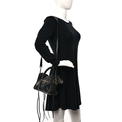 Balenciaga Agneau Stadio Laser Cut Cross Classic Gold Hardware Mini City Black 2 of 11