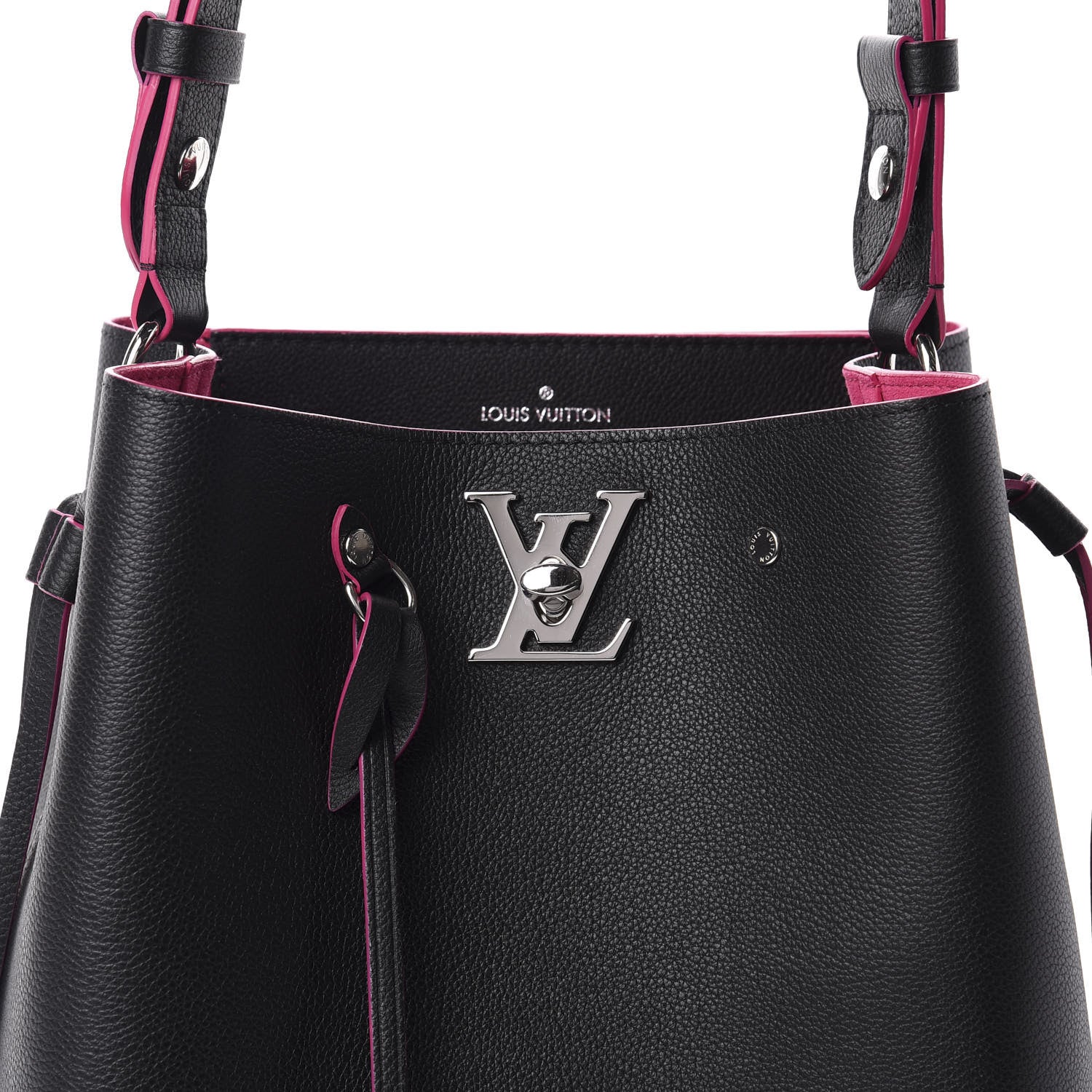 Louis Vuitton Calfskin Lockme Bucket Black 10 of 11