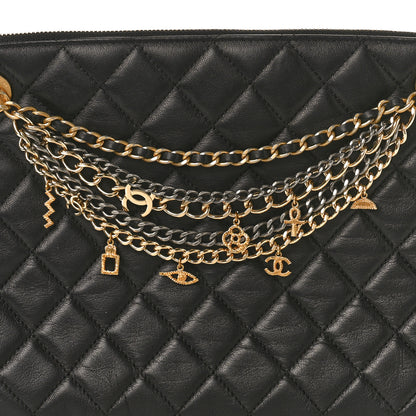 Chanel Lambskin Quilted Egyptian Amulet Zipped Pouch Black 8 of 8