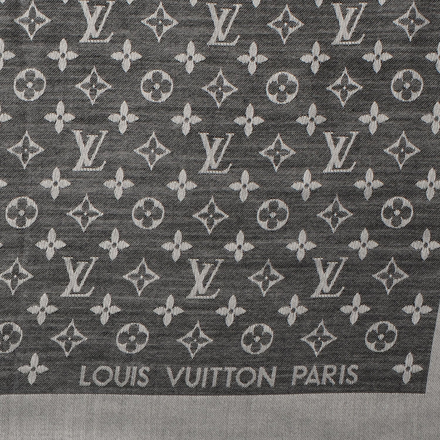 Louis Vuitton Silk Wool Monogram Denim Shawl Black 4 of 5