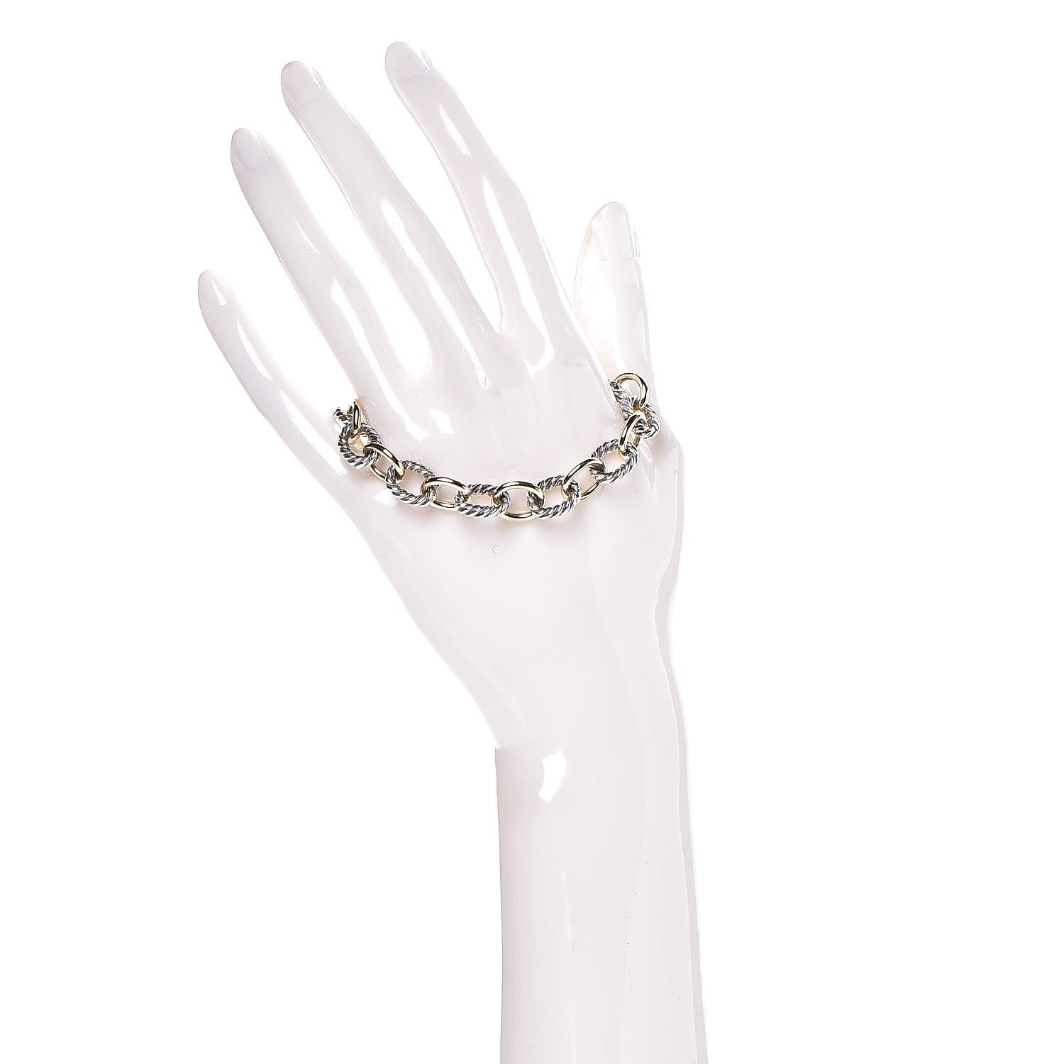 David Yurman Sterling Silver 18K Yellow Gold 10mm Medium Oval Link Bracelet 2 of 6